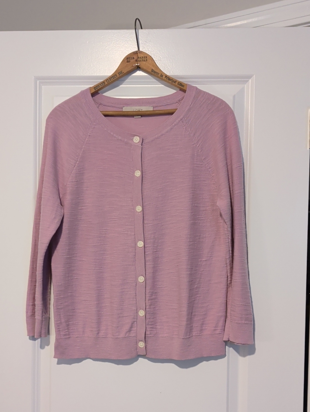 LOFT Lavender Button-Front Knit Cardigan